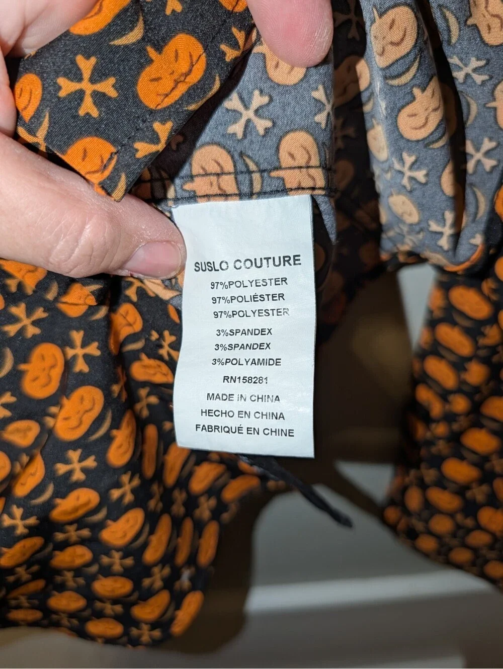 Tom Baine Halloween Collection Slim Fit Men's Orange Black Shirt Size L 16-16.5